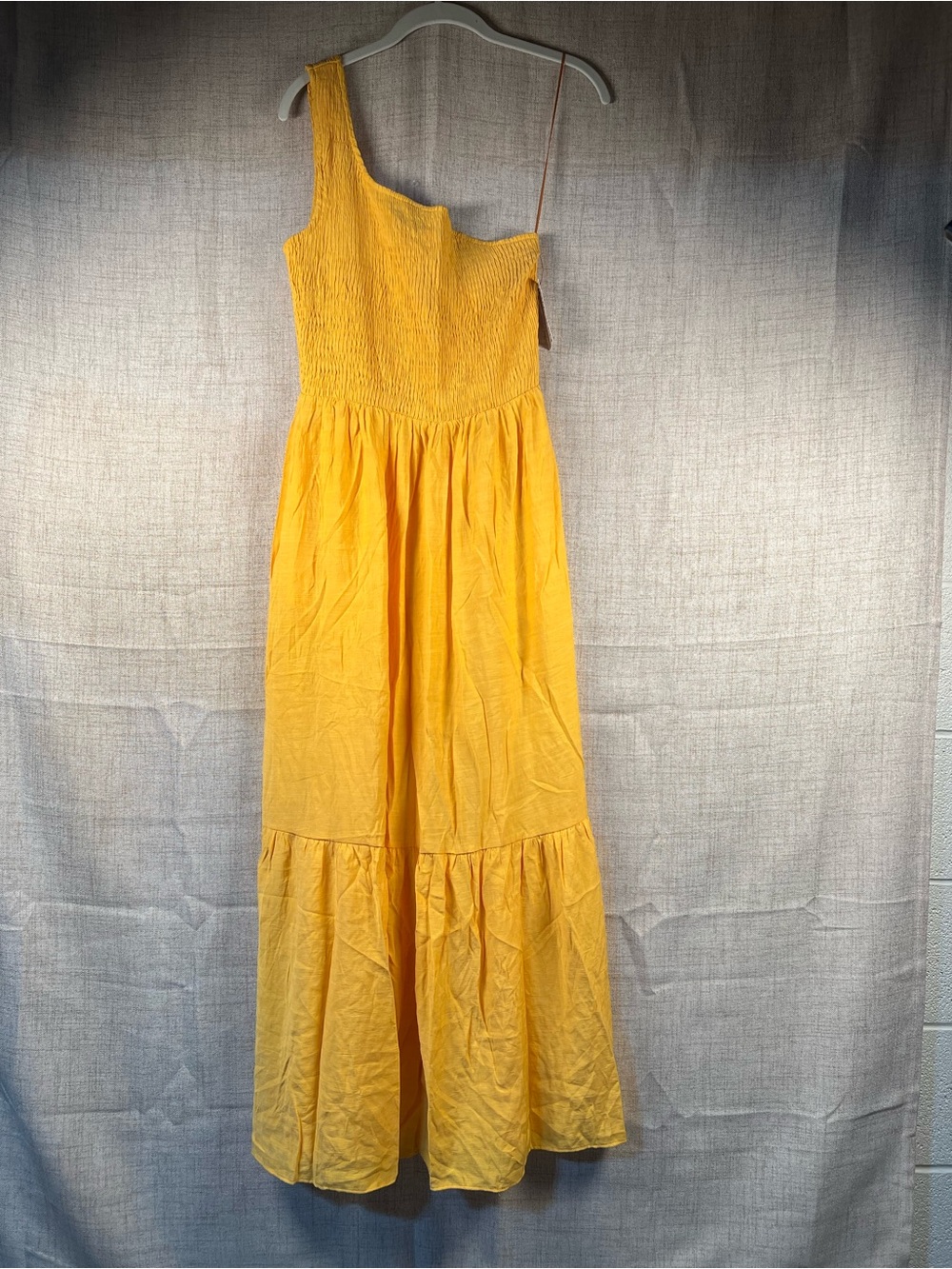 Nine West Dress Bold Maxi Gold Yellow NWT One Shoulder Stretch Top Medium